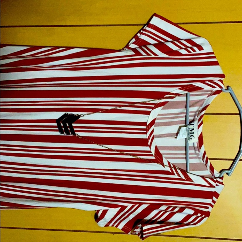 Red and white striped dress. TMG brand. Size XL